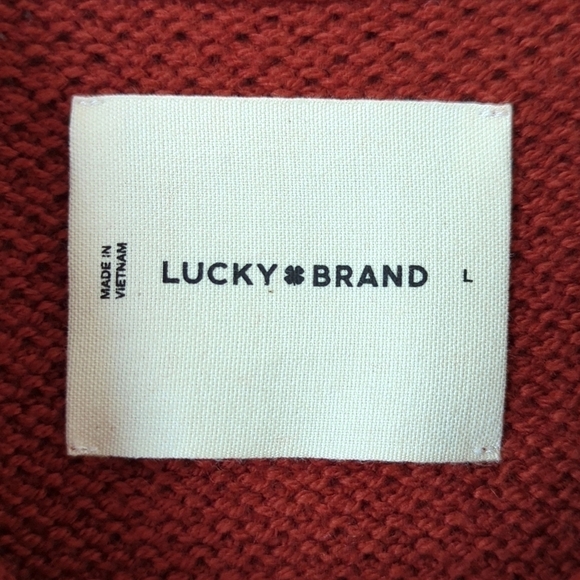 Lucky Brand Cloud Soft Cashmere Blend Classic Knit Henley Sweater Terra Cotta L - Picture 4 of 12